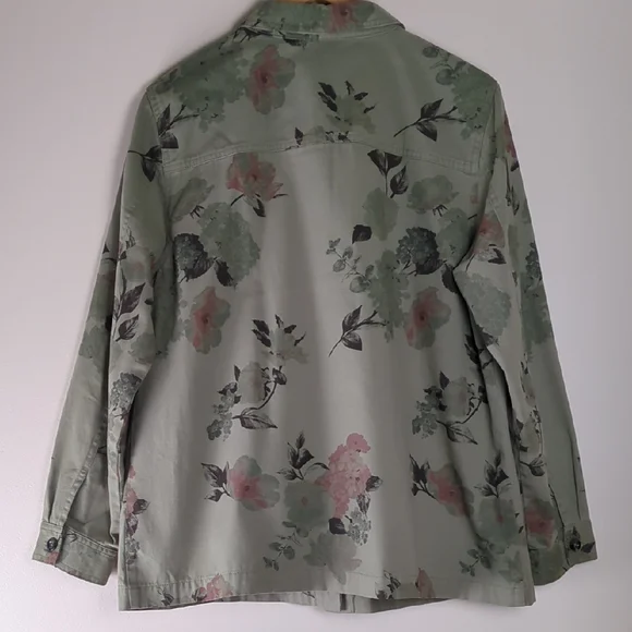 Amanda Green Cotton Floral Utility Jacket Size XL - Picture 3 of 11